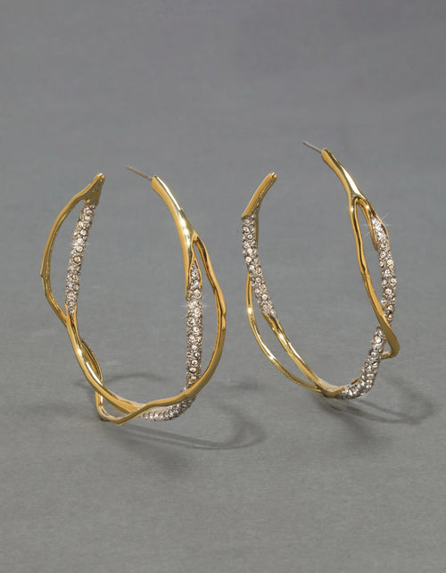 ALEXIS BITTAR Intertwined Two Tone Pave Hoop Earring | Earrings (Multicolor)