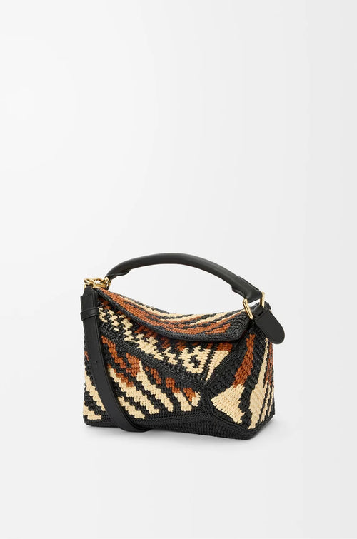 LOEWE Small Puzzle Edge Raffia Bag | Loewe straw bag (color matching)