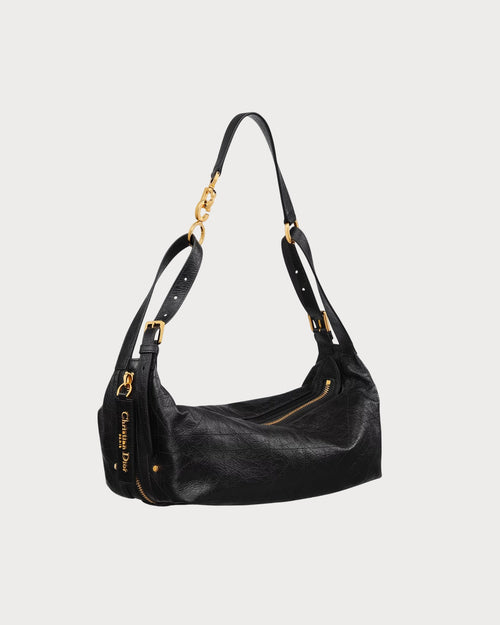 CHRISTIAN DIOR Medium D-Journey Crinkled Calfskin Bag | 迪奥 手袋 (黑色)