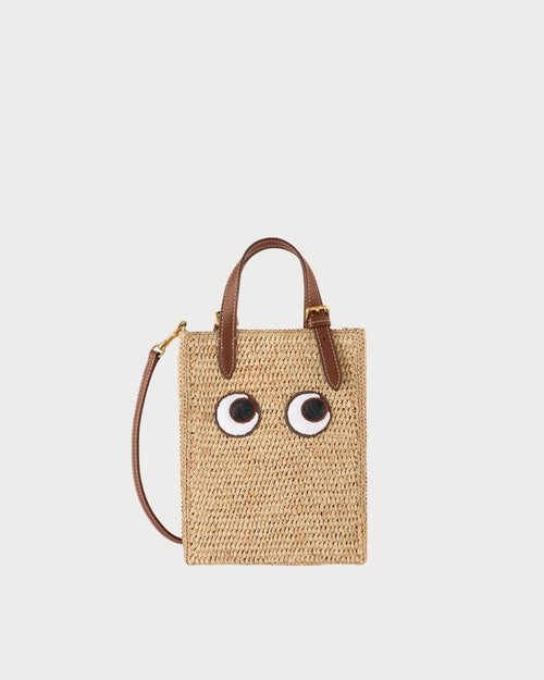 ANYA HINDMARCH N/S Raffia Eyes Mini Cross-body Tote | 安雅·希德瑪芝 草編袋 (啡色)