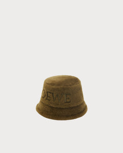 LOEWE Shearling Bucket Hat | 羅意威 羊毛帽 (Dark Khaki Green)