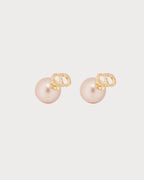 CHRISTIAN DIOR Dior Tribales Earrings Gold-Finish Metal with Iridescent Pink Resin Pearls and Pink Crystals | 迪奧 耳環 (粉紅色)