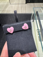 CHANEL Mini Pink Heart Earrings | Chanel Mini Pink Heart Earrings