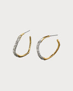 ALEXIS BITTAR Two Tone Pave Hoop Earring 14k Gold Plated Brass(2 Colors)