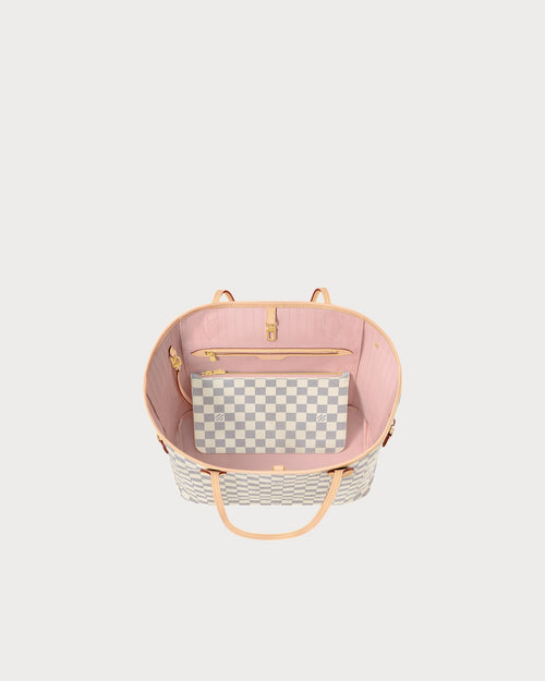 路易威登 Neverfull MM Tote Bag White Damier天蓝棋盘格帆布手提袋(中码/2色)