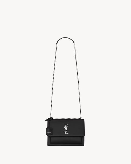 YSL SAINT LAURENT Sunset Medium In Smooth Leather | Saint Laurent Handbag (Black)