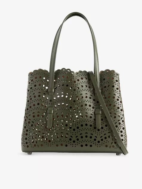 ALAIA Mina 25 Cut - Out Pattern Leather Tote Bag Olive | 手袋 (橄欖綠) - LondonKelly 英國名牌代購