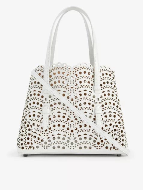 ALAIA Mina Wave 25 Laser - Cut Leather Top - Handle Bag Blanc Optique | 手袋 (白色) - LondonKelly 英國名牌代購