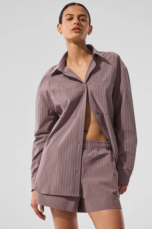 ALO YOGA Pinstripe Daylight Button Down Long Sleeve | 細條紋長袖襯衫 (多色) - LondonKelly 英國名牌代購