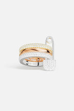 APM MONACO A22271XTRH Love, Smile, Bonheur Triple Hoop Safety Pin Ring | 三环安全别针戒指 (银色金色及玫瑰金) - LondonKelly 英国名牌代购