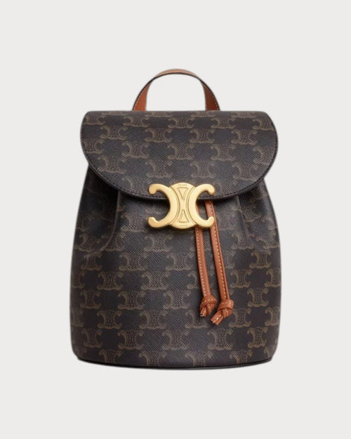 CELINE Backpack Celine Bonnie Triomphe Canvas & Calfskin(Tan) - LONDONKELLY 英国名牌代购