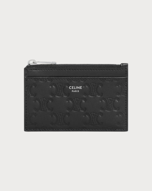 CELINE Men's Zipped Card Holder In Calfskin With Triomphe Embossed | 賽琳 男仕卡套 (黑色) - LONDONKELLY 英國名牌代購