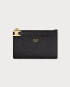CELINE Zipped Card Holder Triomphe Charms In Grained Calfskin | 赛琳 卡套 (多色) - LONDONKELLY 英国名牌代购