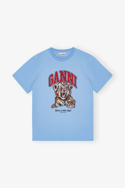 GANNI Blue Basic Jersey Tiger Relaxed T-shirt | 短袖老虎上衣 (藍色) - LondonKelly 英國名牌代購