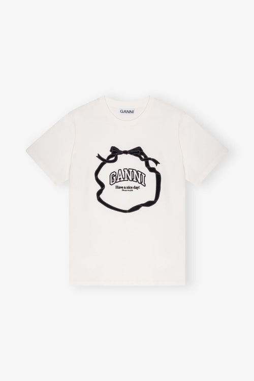 GANNI Off - White Relaxed Bow T-shirt | 短袖上衣 (白色) - LondonKelly 英國名牌代購