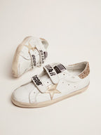 GOLDEN GOOSE Women's Old School with gold star in laminated leather | 黄金鹅 女款 Old School 搭配镀膜皮革金色星星(白色) - LondonKelly 英国名牌代购