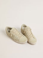 GOLDEN GOOSE Women’s Super - Star in beige suede with pearls and Swarovski crystals | 黃金鵝 女款 Super - Star 米色麂皮款,搭配珍珠與施華洛世奇水晶(米色) - LondonKelly 英國名牌代購
