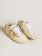 GOLDEN GOOSE Women's Super - Star LTD in nappa leather with nude leather star and glitter heel tab | | 金鵝 女款 Super - Star LTD 採用納帕皮革,搭配裸色皮革星星與亮片後跟標籤(白色) - LondonKelly 英國名牌代購