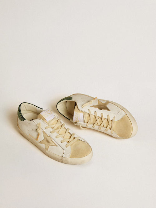 GOLDEN GOOSE Women’s Super - Star LTD with leather star and Swarovski crystal heel tab | 黃金鵝 女款 Super - Star LTD 搭配皮革星星與施華洛世奇水晶後跟標籤(白色) - LondonKelly 英國名牌代購