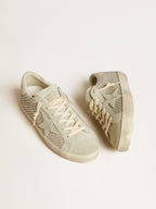 GOLDEN GOOSE Women’s Super - Star with gray suede star and Swarovski crystal mesh | 黃金鵝 女款 Super - Star 搭配灰色麂皮星星與施華洛世奇水晶網布(灰色) - LondonKelly 英國名牌代購