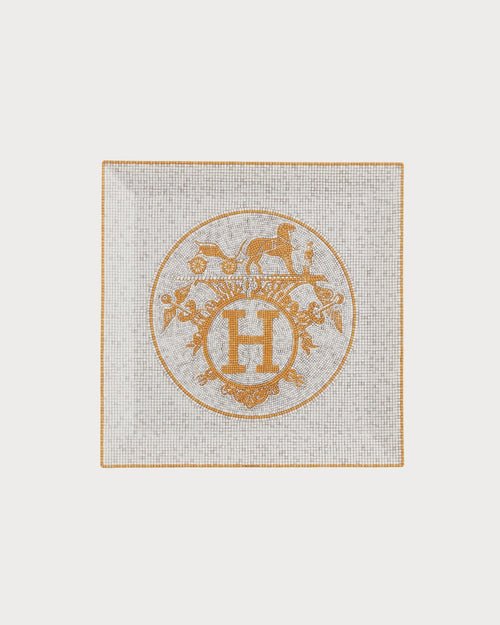 HERMES Mosaique au 24 gold square plate n°5 | 愛馬仕 方形碟 (金色) - LondonKelly 英國名牌代購