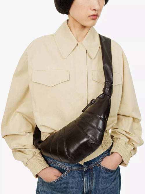 LEMAIRE Men's Croissant Small Coated - Cotton Shoulder Bag | 男仕牛角包手袋 (深啡色) - LondonKelly 英國名牌代購