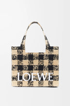 Loewe Large Loewe Font Tote in Raffia | 羅意威 草編袋 (米黑色) - LondonKelly 英國名牌代購