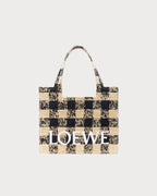 Loewe Large Loewe Font Tote in Raffia | 羅意威 草編袋 (米黑色) - LondonKelly 英國名牌代購