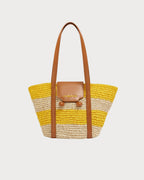 MARNI Small Yellow Stripe Raffia - Effect Trunkaroo Beach Bag | 瑪尼 草編袋 (啡色) - LondonKelly 英國名牌代購