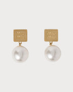 MIU MIU Metal and Synthetic Pearl Earrings | 缪缪 珍珠耳环 (金色) - LONDONKELLY 英国名牌代购
