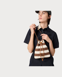 MIU MIU Striped Fabric Drawstring Pouch | 繆繆 手袋 (藍白色) - LondonKelly 英國名牌代購