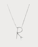 PERSEE White Gold and Diamond Alphabet R Necklace | 白金鑽石字母項鍊 (白金) - LondonKelly 英國名牌代購