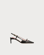 ROGER VIVIER Viv' Canard Slingback Pumps in Leather | RV 皮革後帶高跟鞋 (黑色) - LondonKelly 英國名牌代購