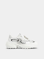 ROGER VIVIER Viv' on the Run Sneakers in Leather and Fabric | RV 運動鞋 (白銀色) - LondonKelly 英國名牌代購