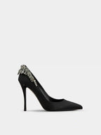 ROGER VIVIERE Efflorescence Pumps in Satin | RV 緞面高跟鞋 (黑色) - LondonKelly 英國名牌代購