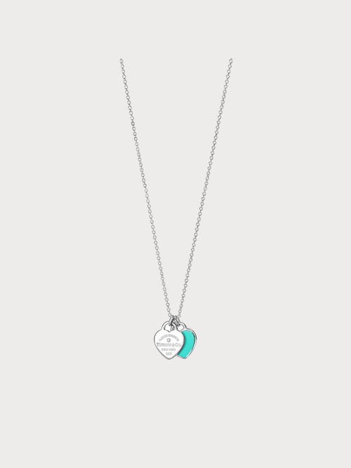 TIFFANY & CO. Double Heart Tag Pendant in Silver with a Diamond(Mini/4 Colors) - LONDONKELLY 英國名牌代購