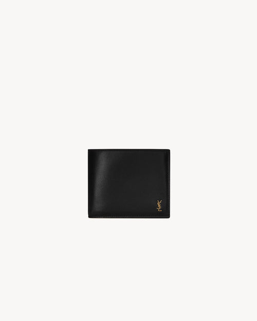 YSL SAINT LAURENT Men's Tiny Cassandre East/West Wallet In Shiny Leather | 聖羅蘭 男仕銀包 (黑色) - LONDONKELLY 英國名牌代購