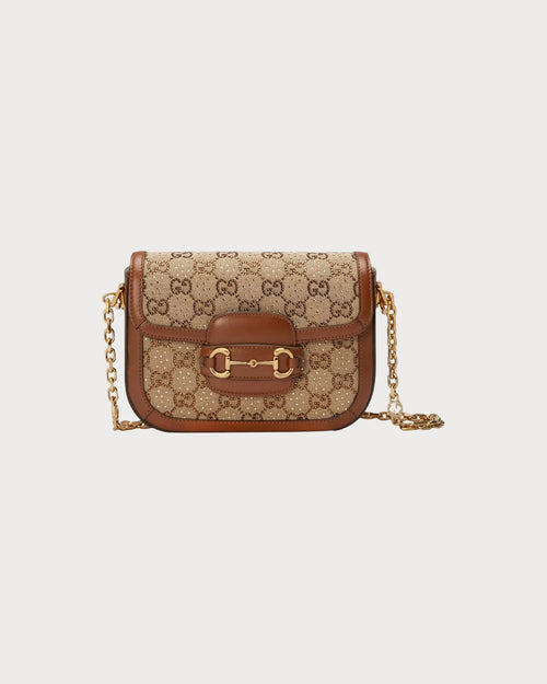 GUCCI Horsebit 1955 GG Mini Bag | 古馳 手袋 (迷你/啡色)