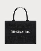 CHRISTIAN DIOR Medium Dior Book Tote Toile de Jouy Soleil Macrame Embroidery | 迪奧 手提袋 (中碼/Black)