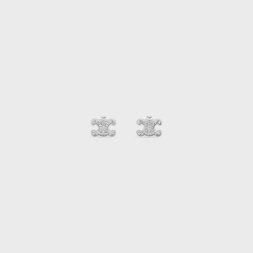 CELINE Triomphe Rhinestone Studs | Celine crystal Arc de Triomphe earrings (multi-color)