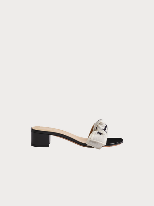 CHRISTIAN DIOR J'Adior Heeled Slide Embroidered Cotton(2 Colors)