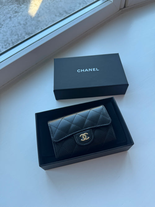 CHANEL AP0214G Classic Black Calfskin Flap Wallet | 香奈兒 經典牛皮銀包 (黑色/金/銀扣)