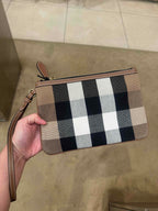 BURBERRY Check Pouch(Taupe Brown)