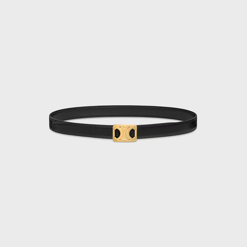 CELINE Medium Reversible Framed Triomphe Belt Lizard | Celine Embossed Lizard Calfskin Belt (Black)