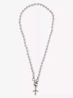 VIVIENNE WESTWOOD Aleksa Orb-Pendant Ruthenium-Plated Brass and Pearl Necklace | Queen Mother Necklace (Silver) 