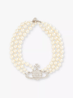 VIVIENNE WESTWOOD Triple-Row Faux-Pearl Orb Pendant Choker | VIVIENNE WESTWOOD Pearl Necklace (Multi-color)