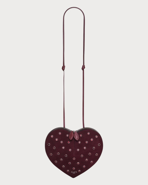 ALAIA Le Coeur Bag In Strass Suede Goatskin(Red) - LONDONKELLY 英國名牌代購