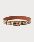 BURBERRY Check and Leather Belt | 博柏利 皮带 (4CM/啡色) - LONDONKELLY 英国名牌代购