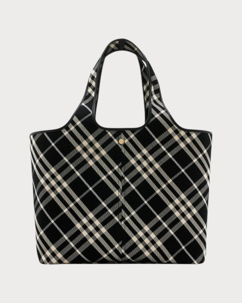 BURBERRY Check Tote Black Leather(Medium/Black) - LONDONKELLY 英國名牌代購
