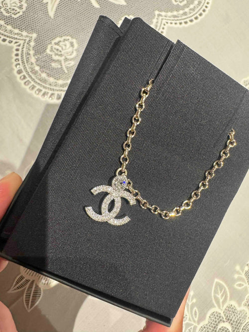 CHANEL ABC147 Silver Crystal CC Necklace(Silver) - LONDONKELLY 英國名牌代購
